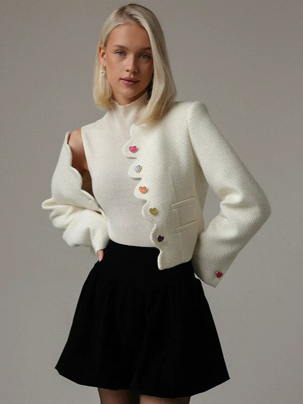 Women’s Cropped Jacket With Scalloped Edge
