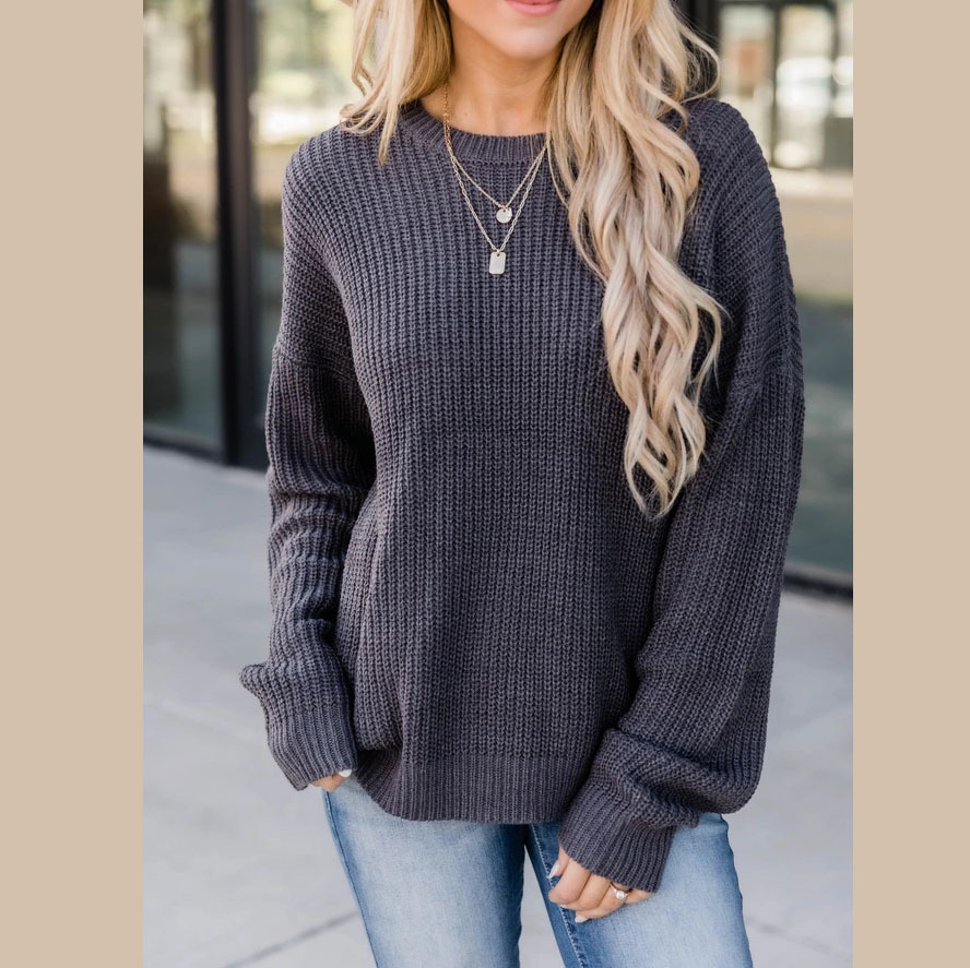 Women’s Knit Sweater With Relaxed Fit And Ribbed Texture