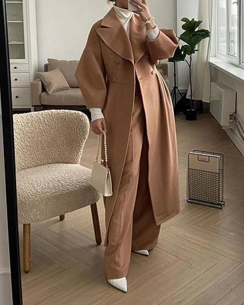 Women’s Long Coat with Lapel Collar Design