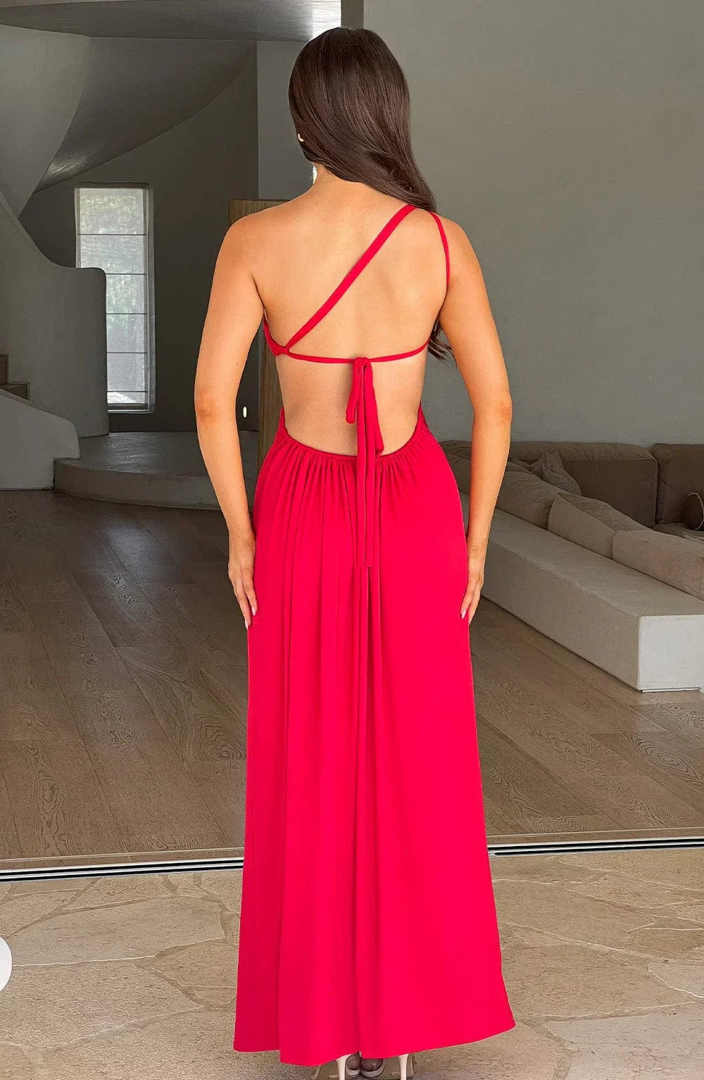 Women’s One-Shoulder Maxi Dress with Thigh Slit