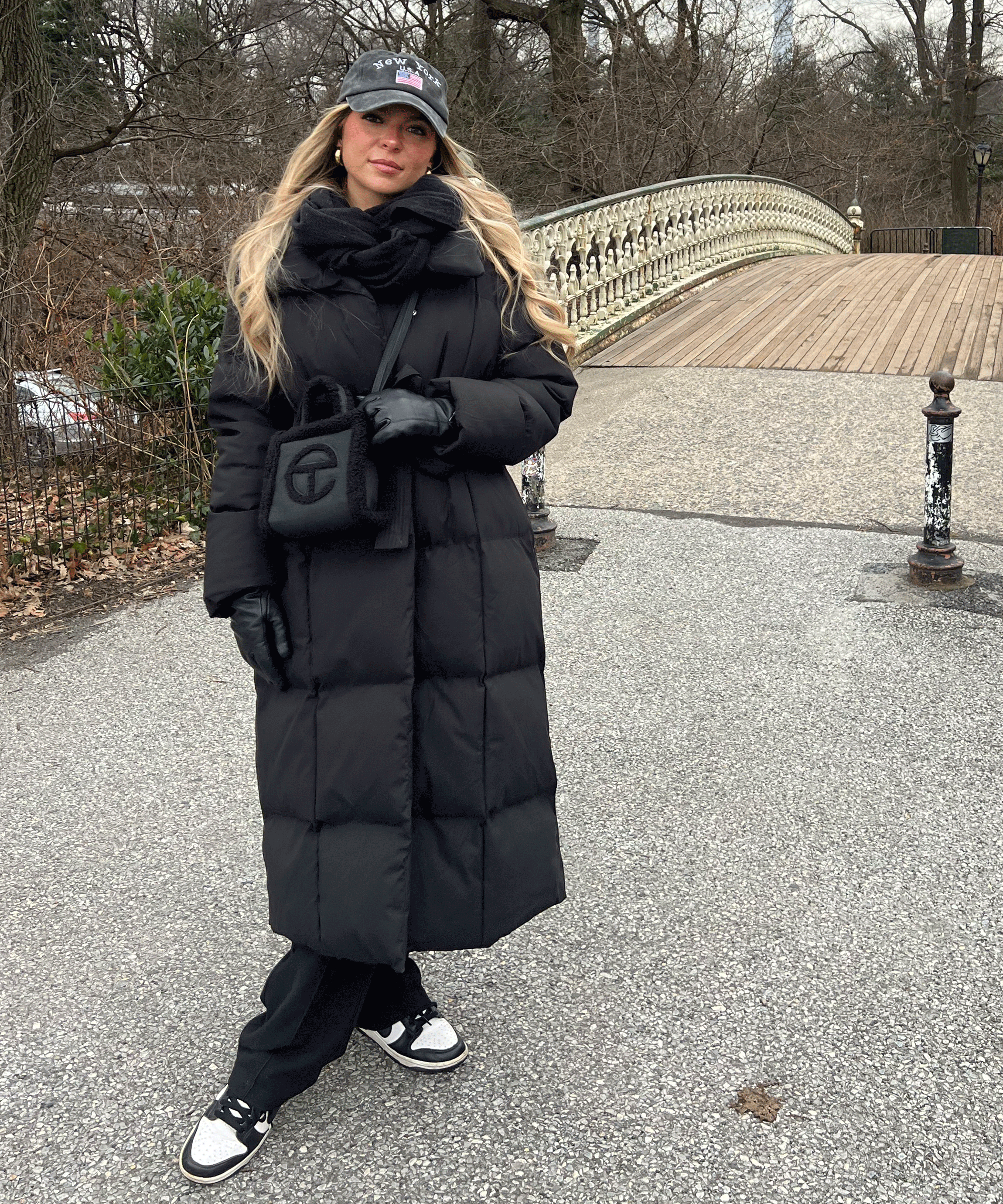 Women’s Oversized Parka with Belt in Black