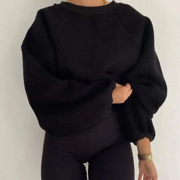 Women’s Pullover Sweater With Loose Fit And Balloon Sleeves