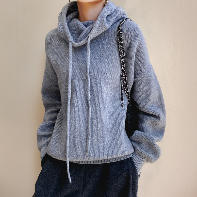 Women’s Ribbed Turtleneck Hoodie with Long Sleeves