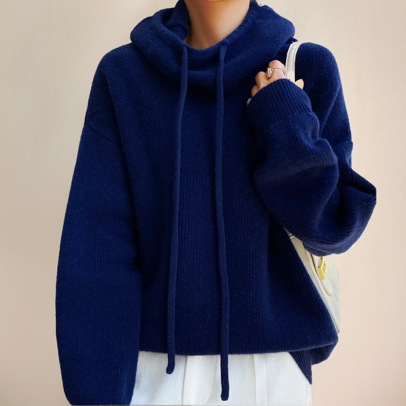 Women’s Ribbed Turtleneck Hoodie with Long Sleeves