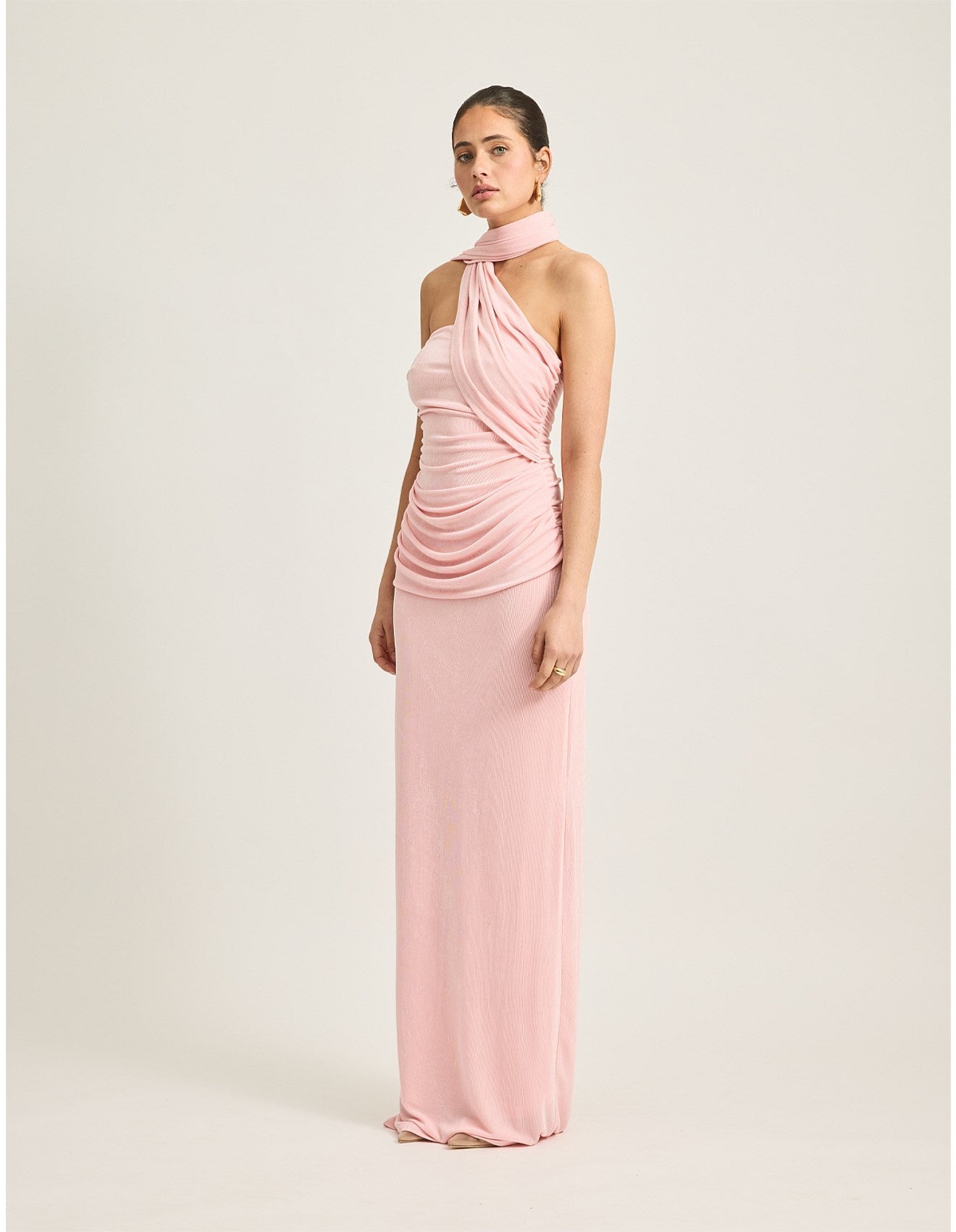 Women’s Strapless Maxi Dress with Wrap Scarf