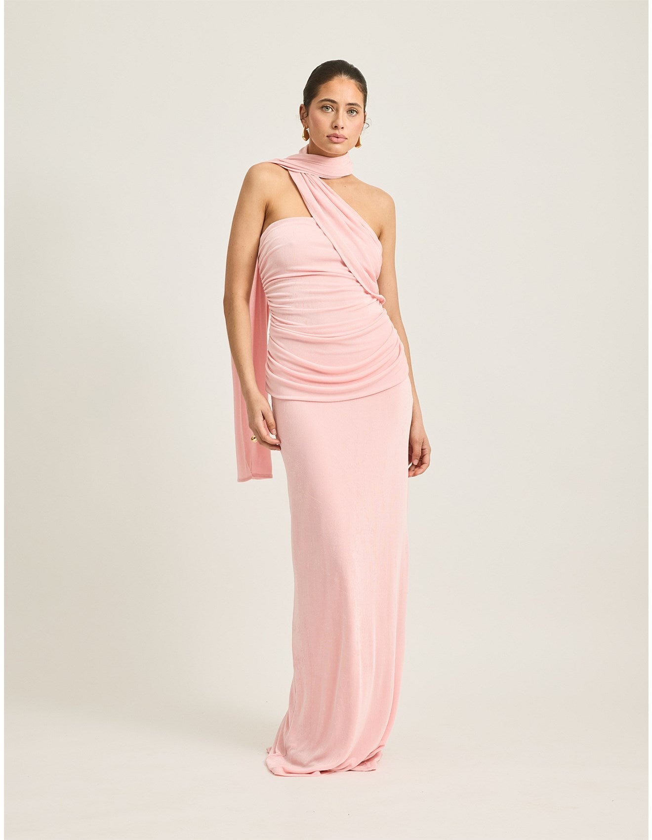 Women’s Strapless Maxi Dress with Wrap Scarf