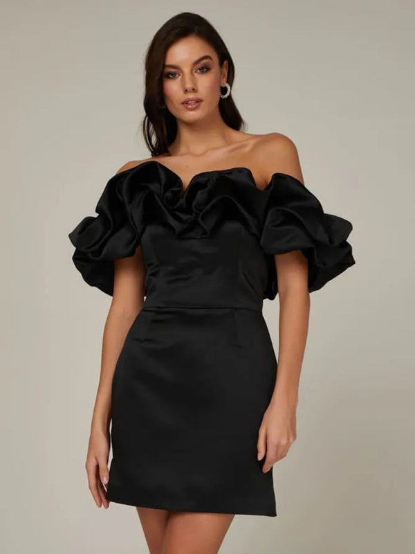 Women’s V-Neck Dress with Ruffled Hem