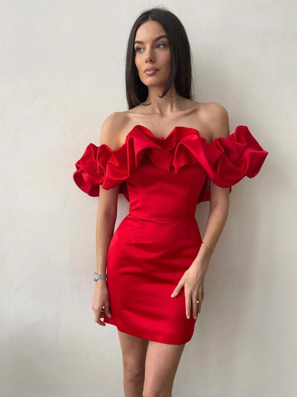 Women’s V-Neck Dress with Ruffled Hem