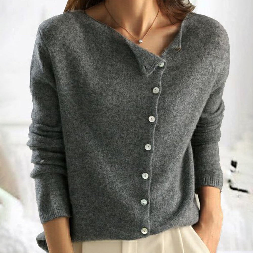 Women’s Front Button Round Neck Cardigan