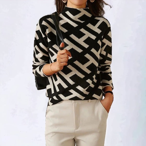 Women’s Long Sleeve Geometric Knit Top