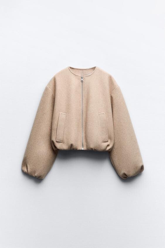 Women’s Bomber Jacket with Gathered Sleeves