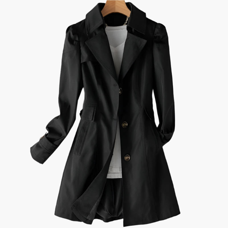 Women’s Button Trench Coat with Lapel Collar