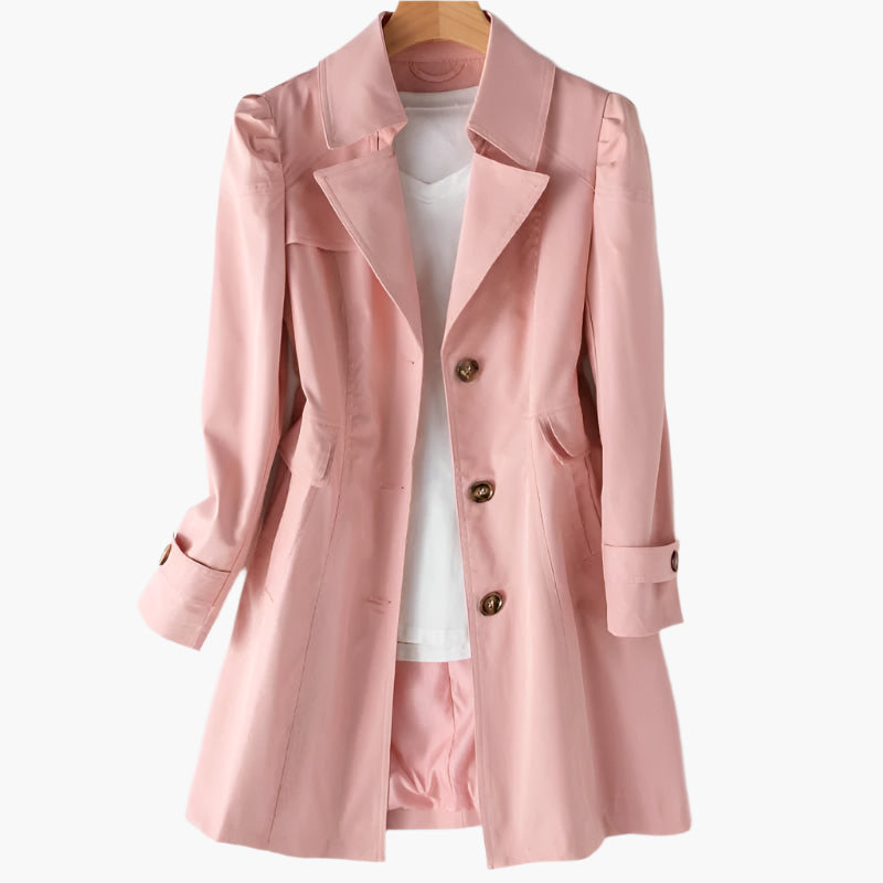Women’s Button Trench Coat with Lapel Collar