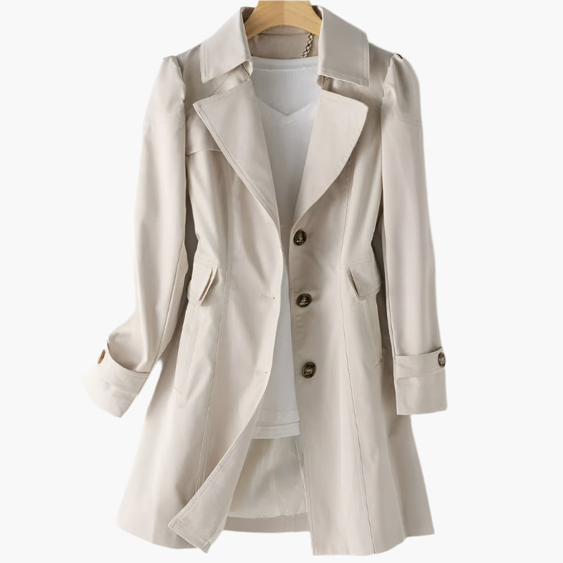 Women’s Button Trench Coat with Lapel Collar