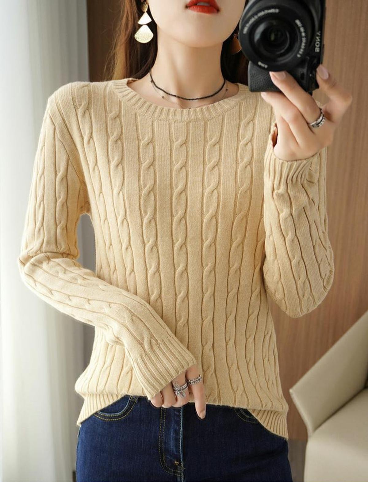 Women’s Cable Knit Pullover Sweater for Winter
