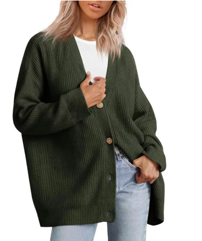 Women’s Cardigan With V-Neckline And Button Closure