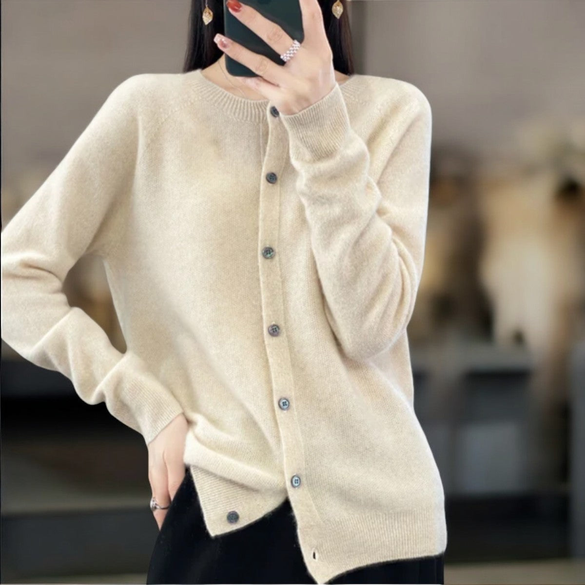 Women’s Cardigan with Front Button Closure