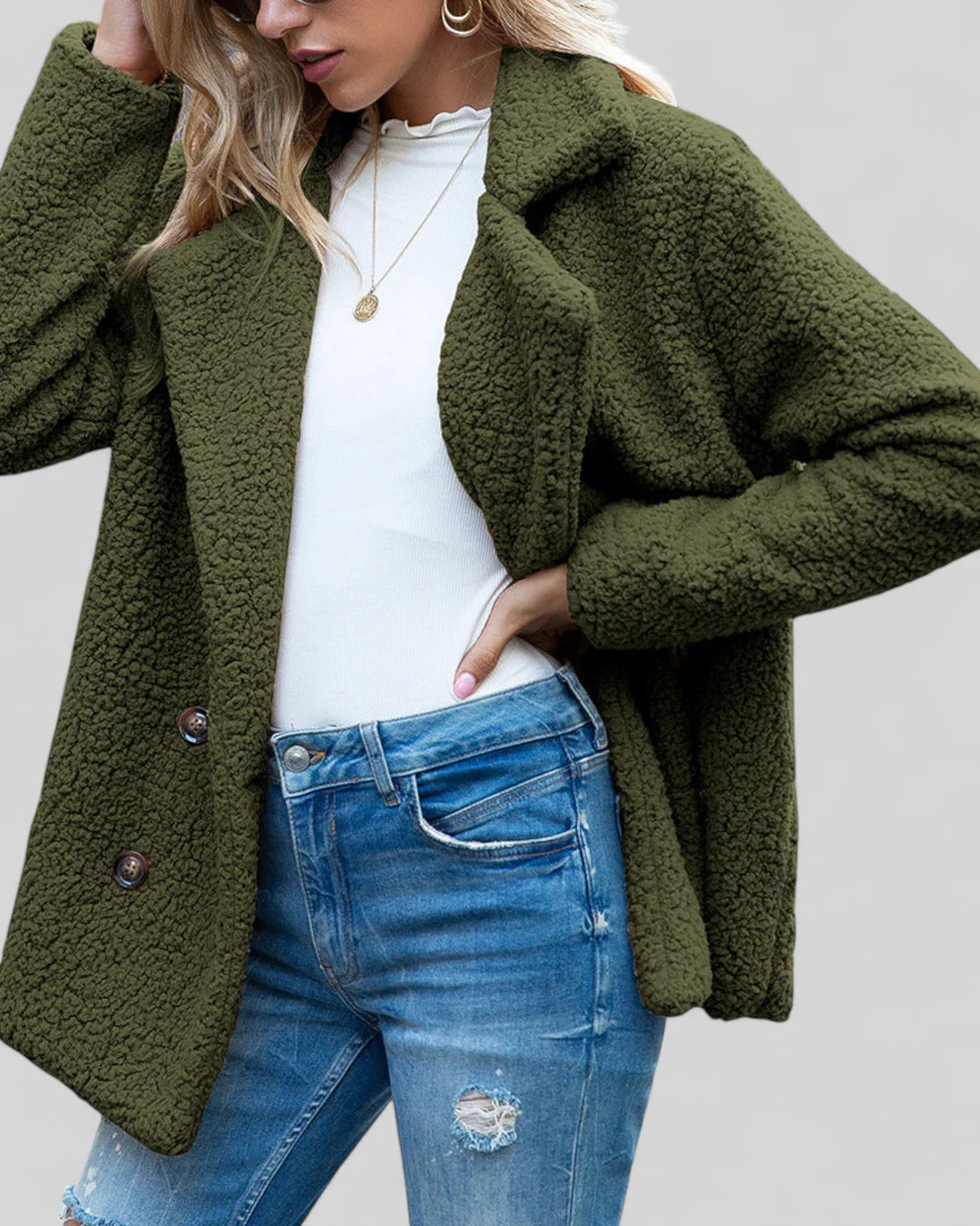 Women's Coat with Button Closure