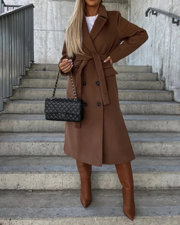 Women’s Coat with Waist Belt and Classic Fit