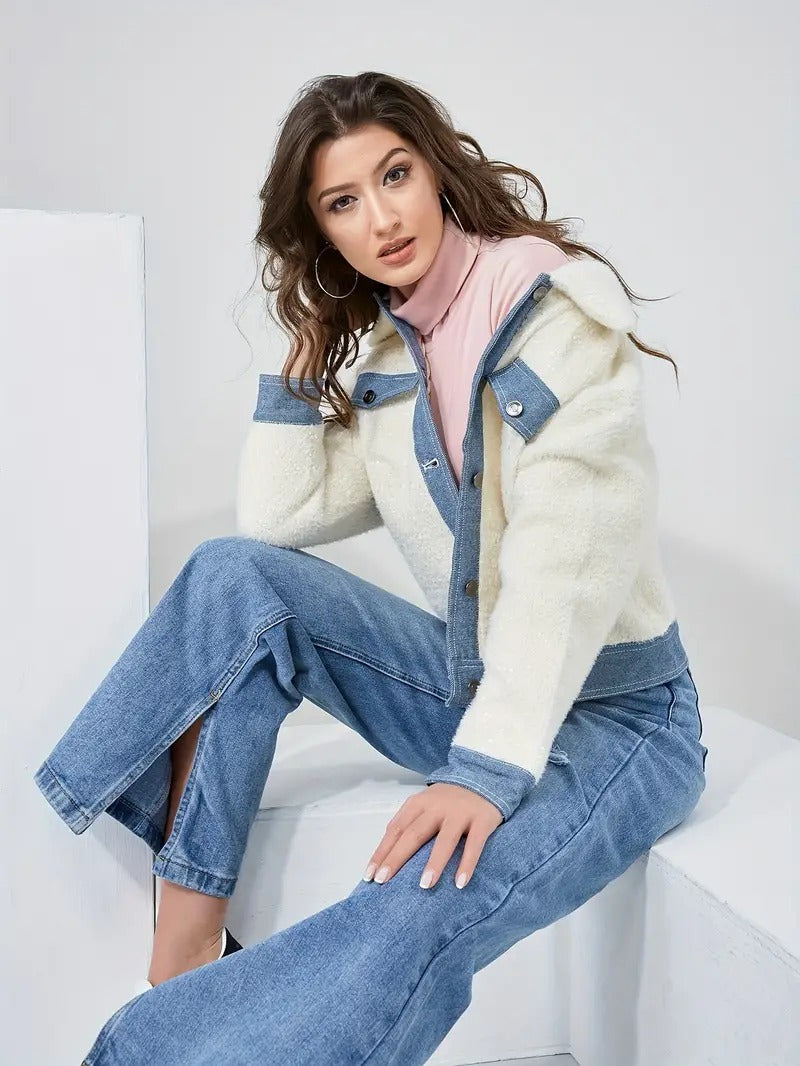 Women’s Denim Jacket With Patchwork Detailing