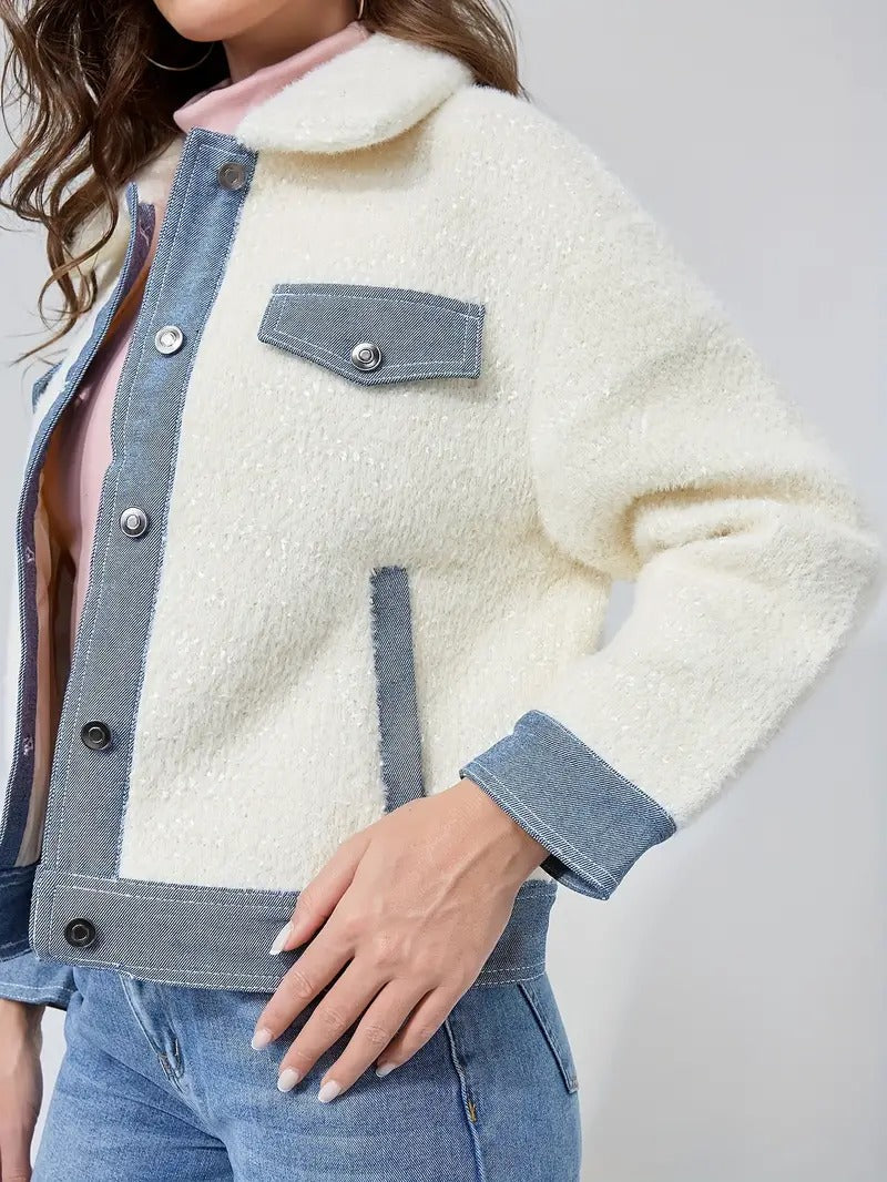 Women’s Denim Jacket With Patchwork Detailing