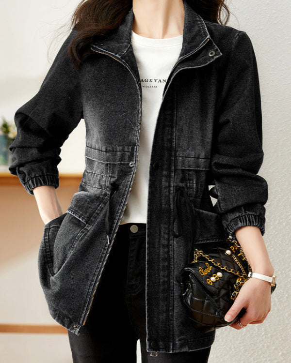 Women’s Denim Jacket with Button Front and Structured Cut