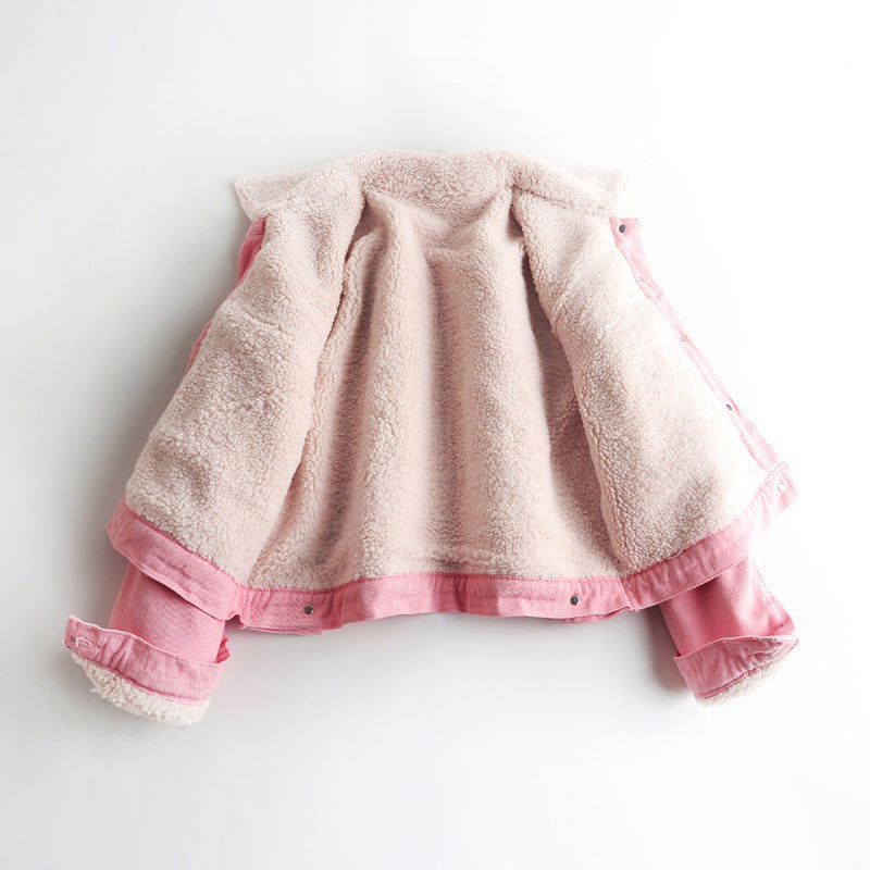 Women’s Denim Jacket with Faux Fur Lining and Short Length