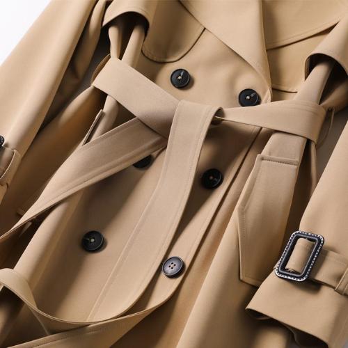 Women’s Double Button Trench Coat Classic Outerwear
