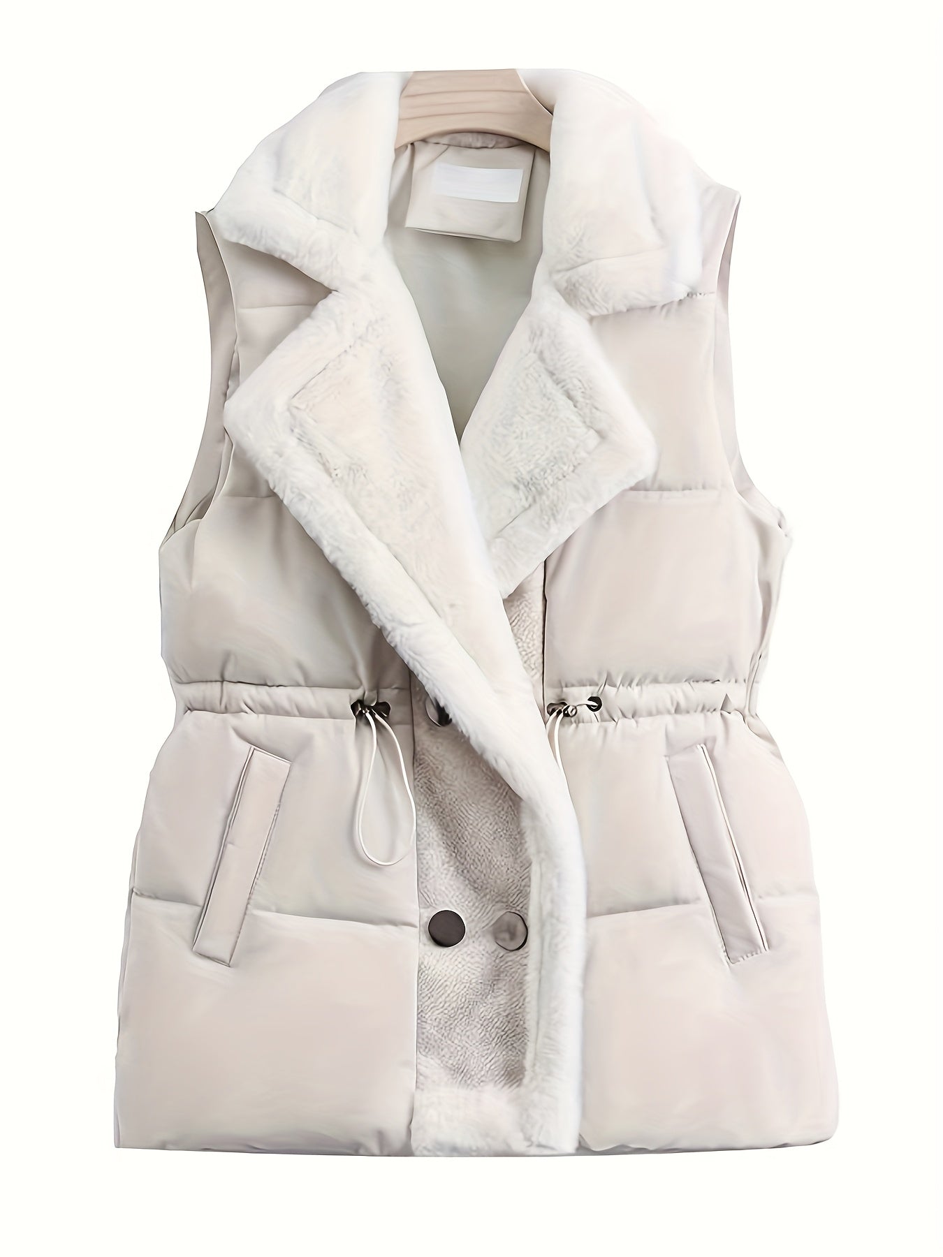 Women’s Faux-Fur Trim Winter Vest with Drawstring Waist