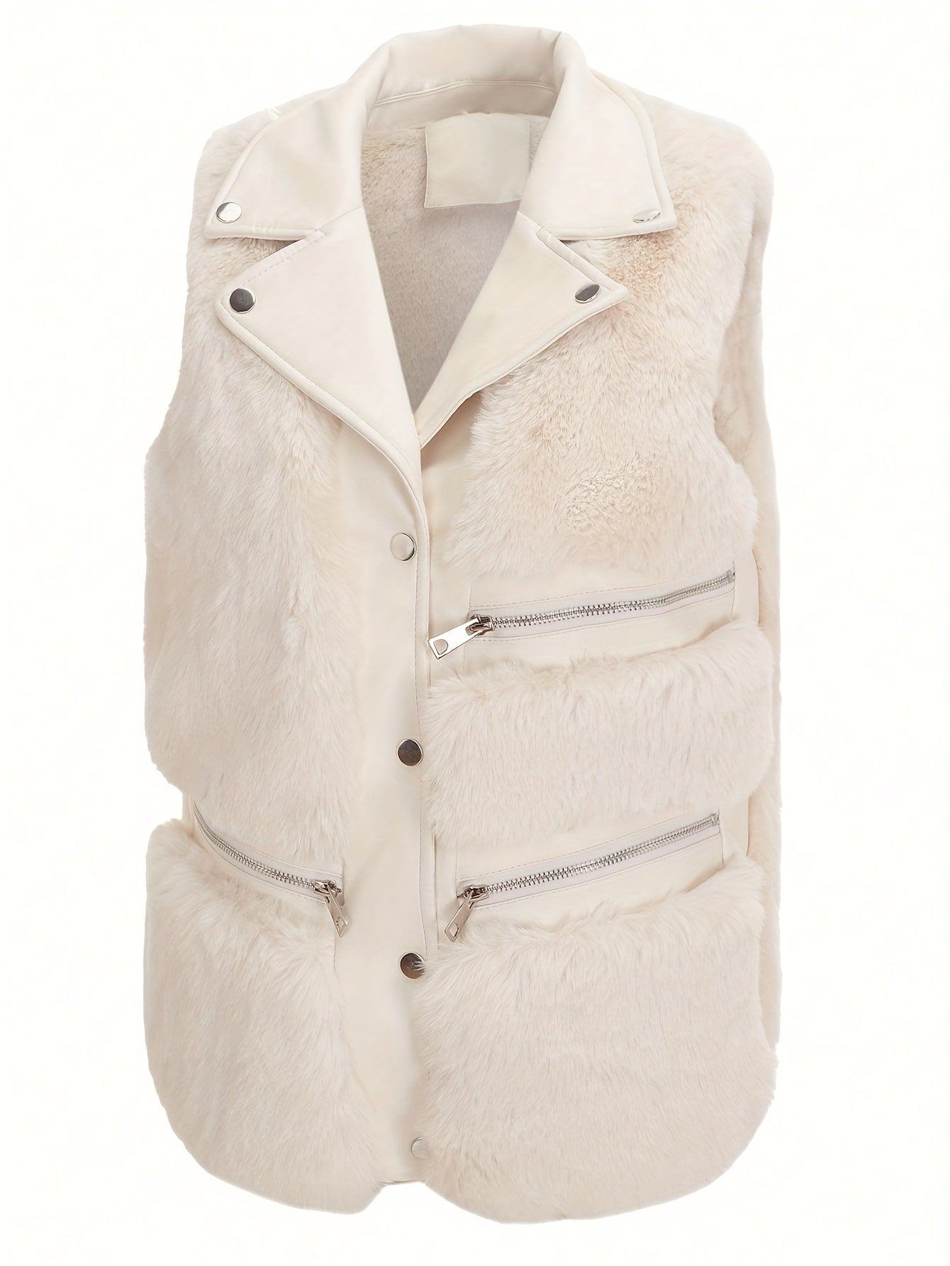 Women’s Faux-Fur Zip Vest with Structured Collar