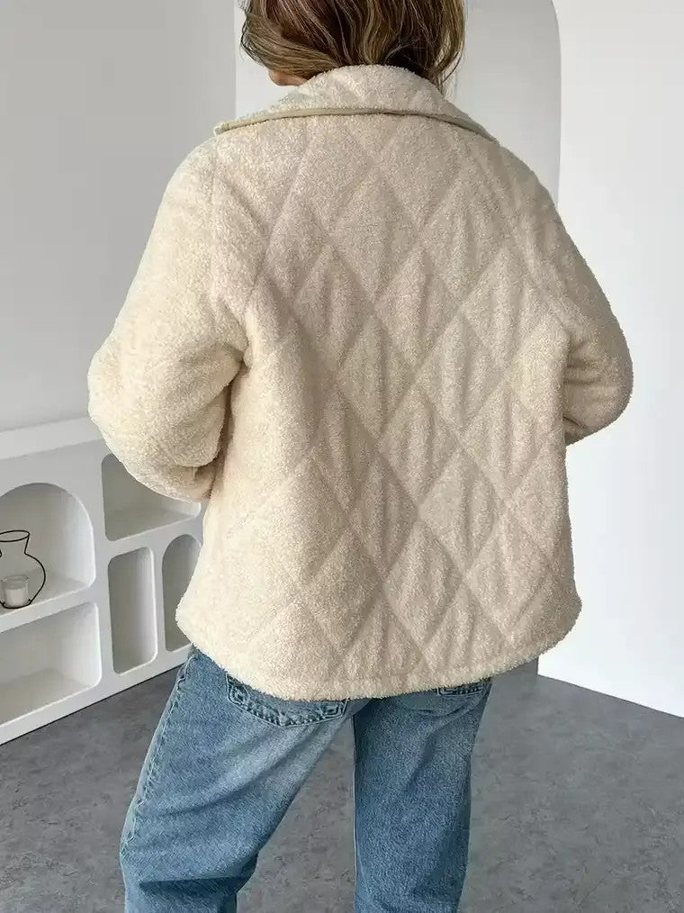 Women's High-Collar Teddy Jacket with Flap Pockets 4