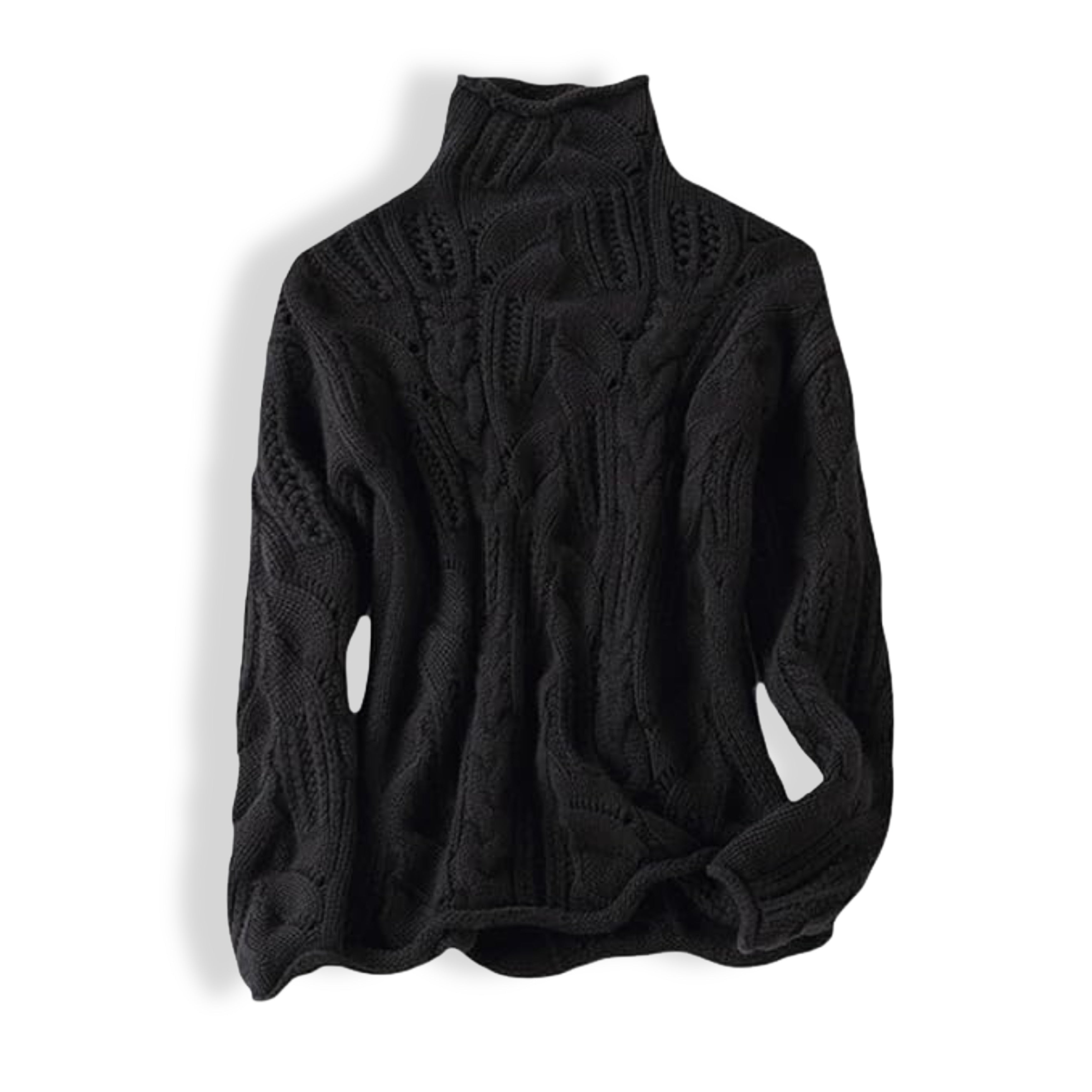 Women’s High Neck Jumper with Open Knit Pattern