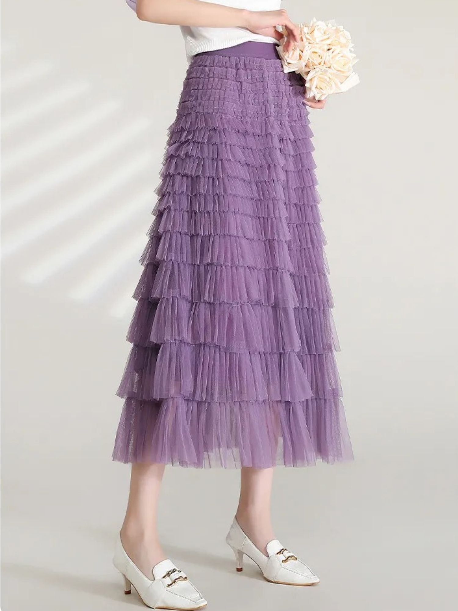 Women’s High-Waist Skirt with Tiered Layers