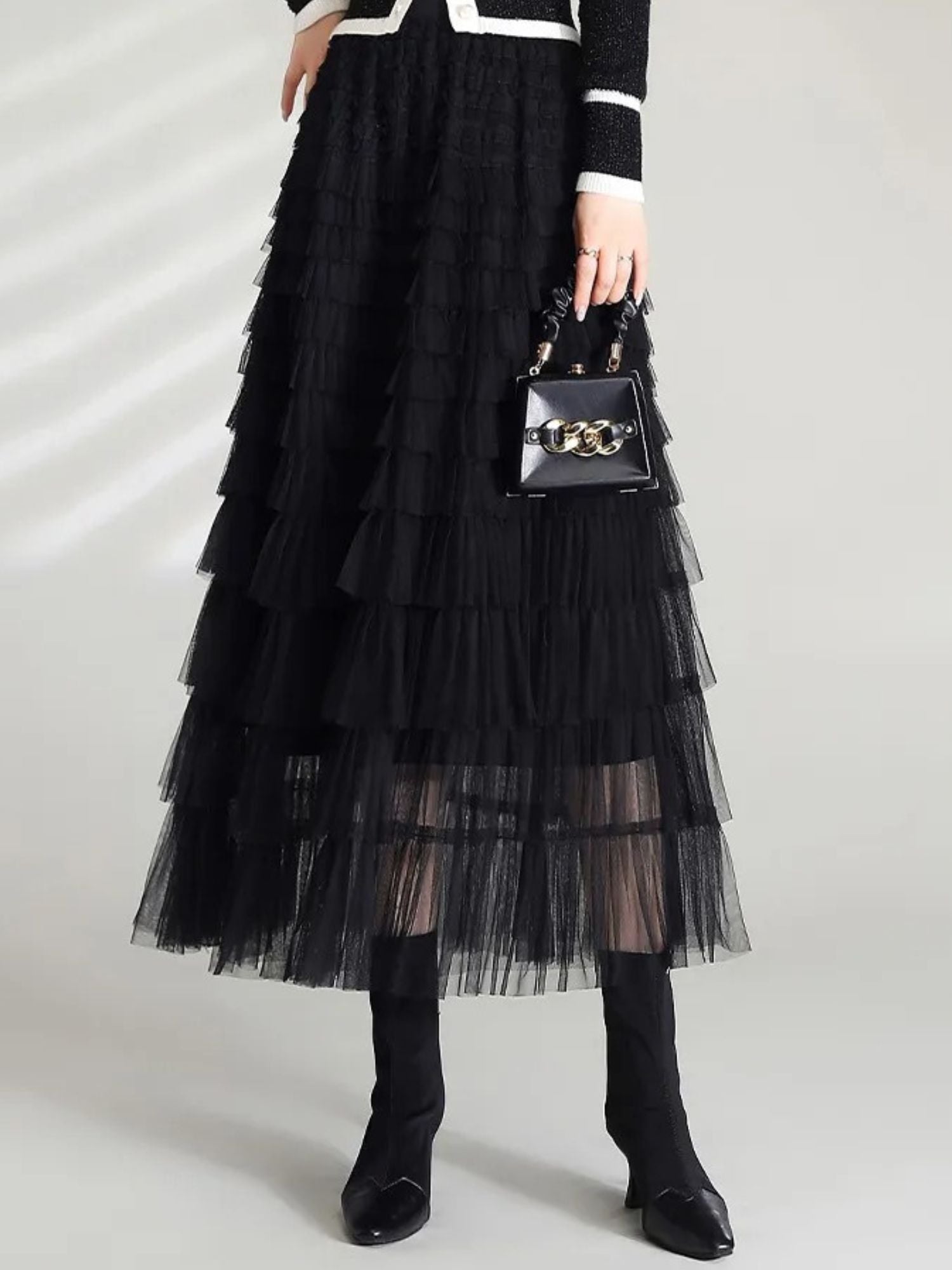 Women’s High-Waist Skirt with Tiered Layers