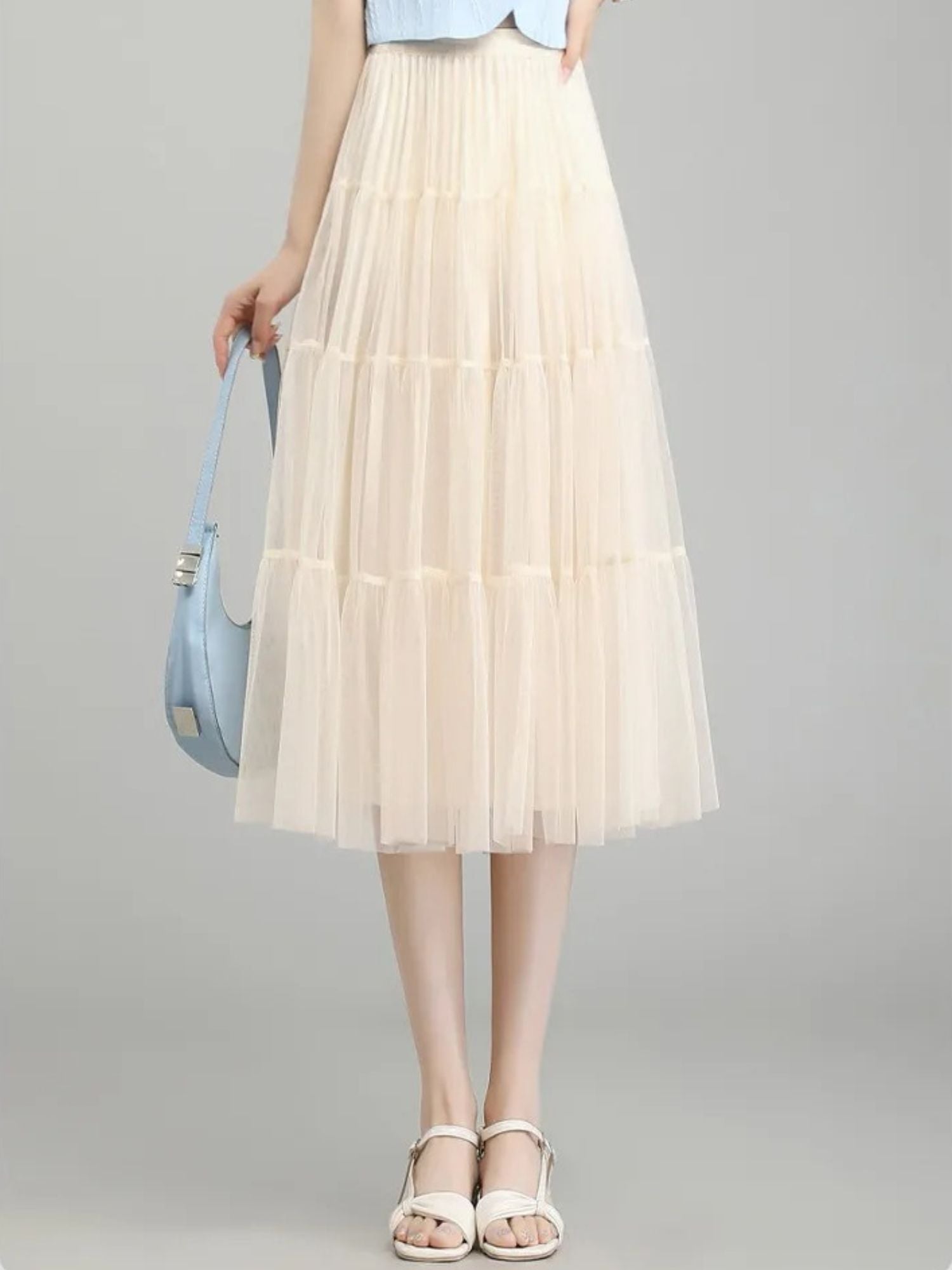 Women’s High-Waisted A-Line Skirt with Layered Detail