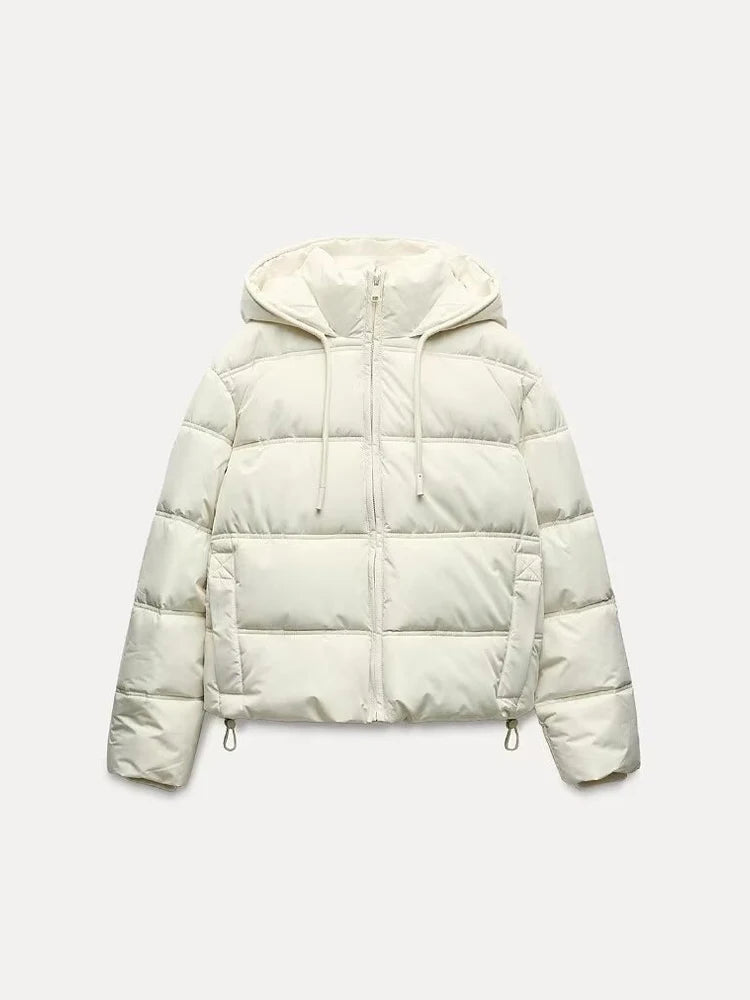 Women’s Hooded Puffer Jacket with Quilted Design