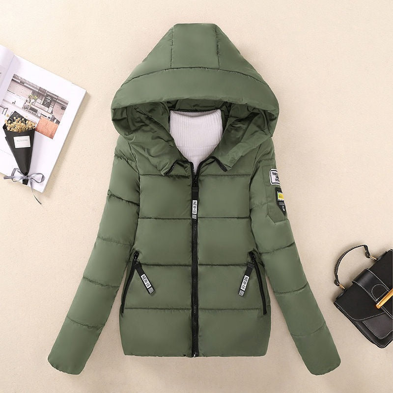 Women’s Hooded Quilted Coat With Zipper Front