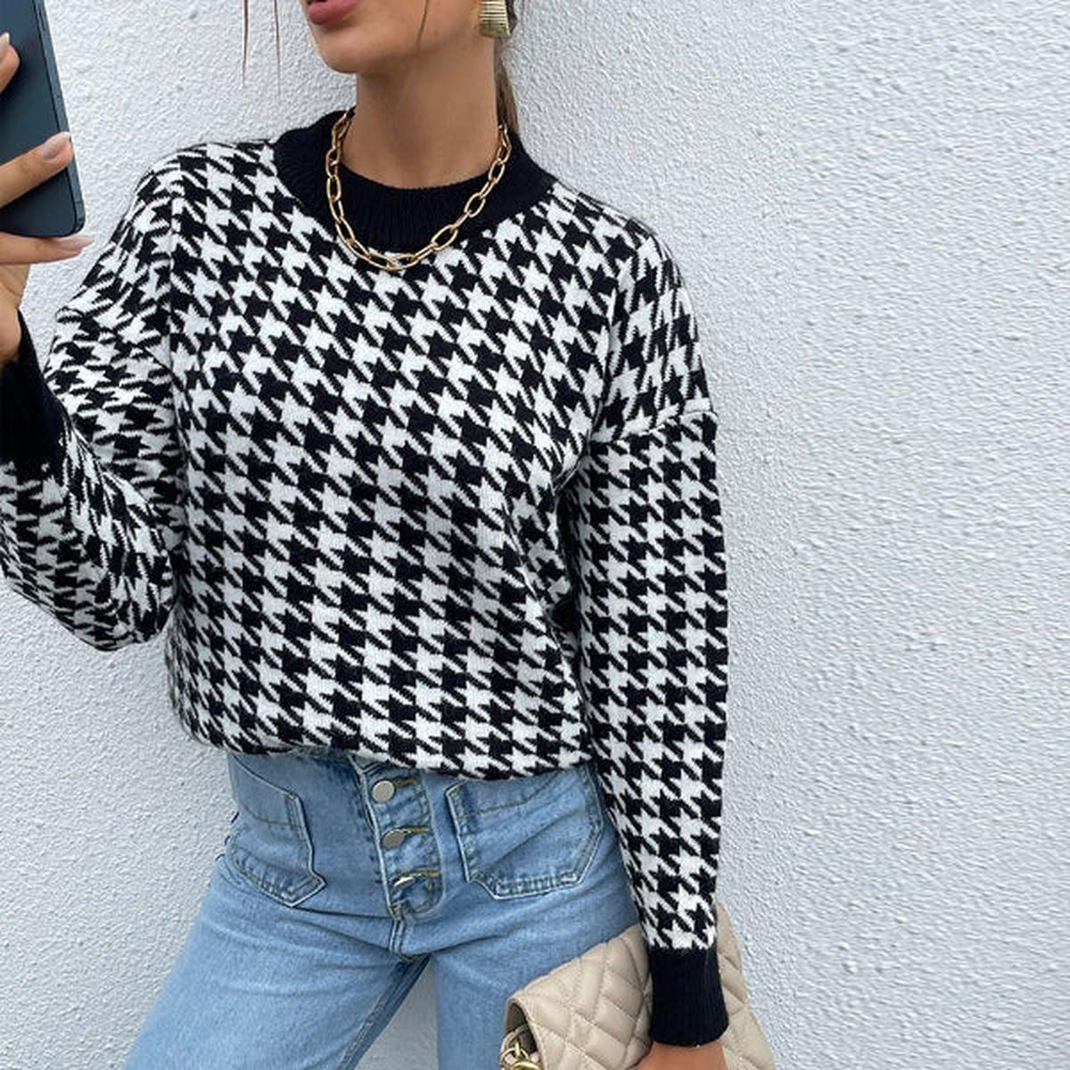 Women’s Houndstooth Pullover Sweater
