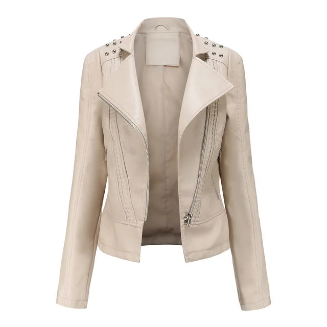 Women’s Jacket with Punk Rivets and Classic Collar