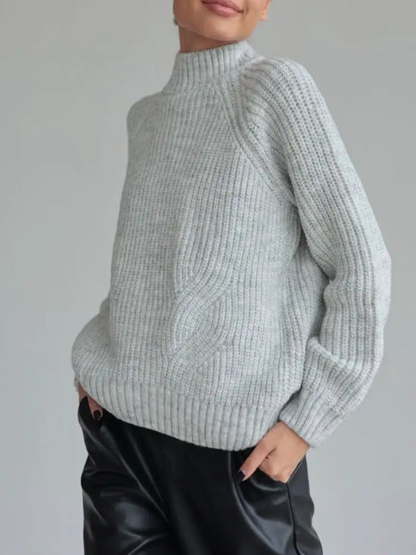 Women’s Jumper With Mock Neck And Raglan Sleeves