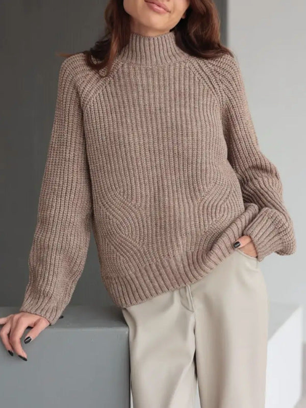 Women’s Jumper With Mock Neck And Raglan Sleeves