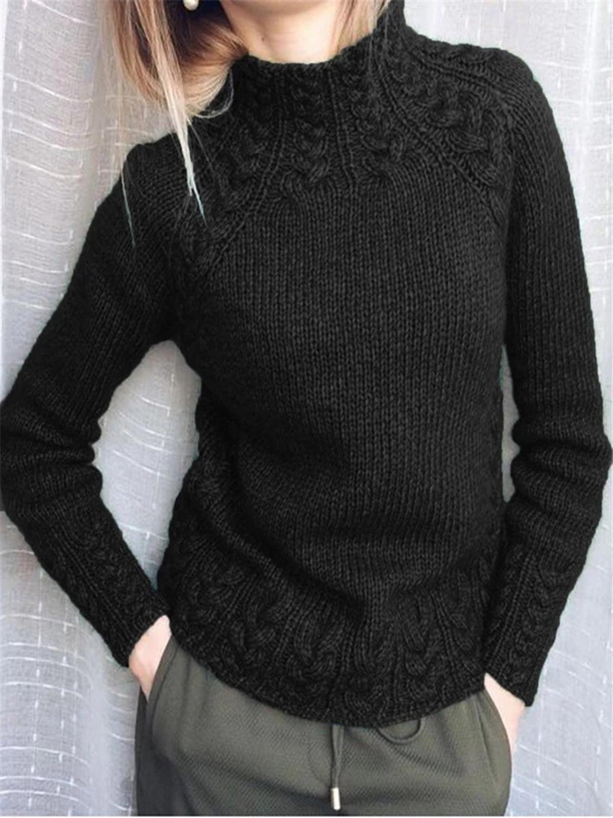 Women’s Jumper with Textured Knit and High Neck Design