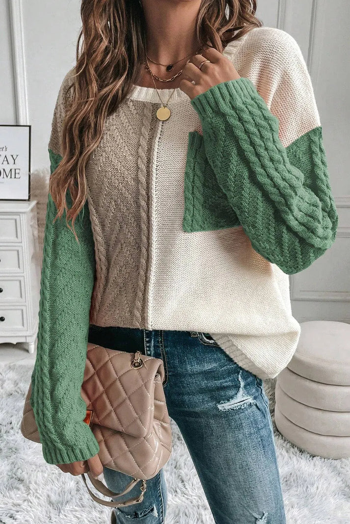Women’s Knit Sweater With Block Pattern