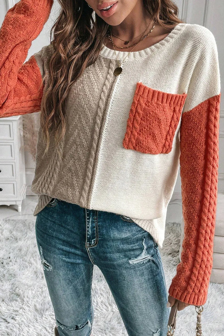 Women’s Knit Sweater With Block Pattern