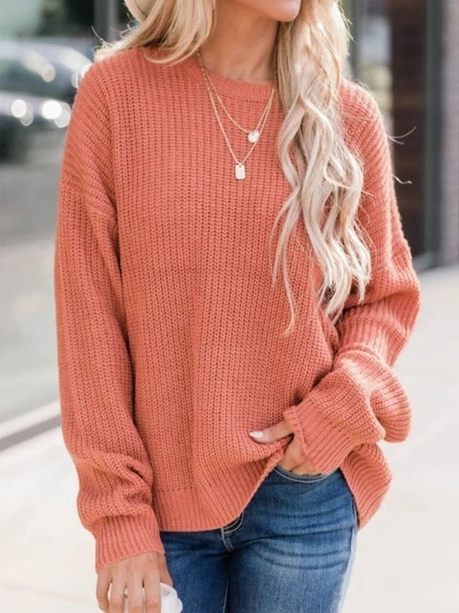 Women’s Knit Sweater With Relaxed Fit And Ribbed Texture