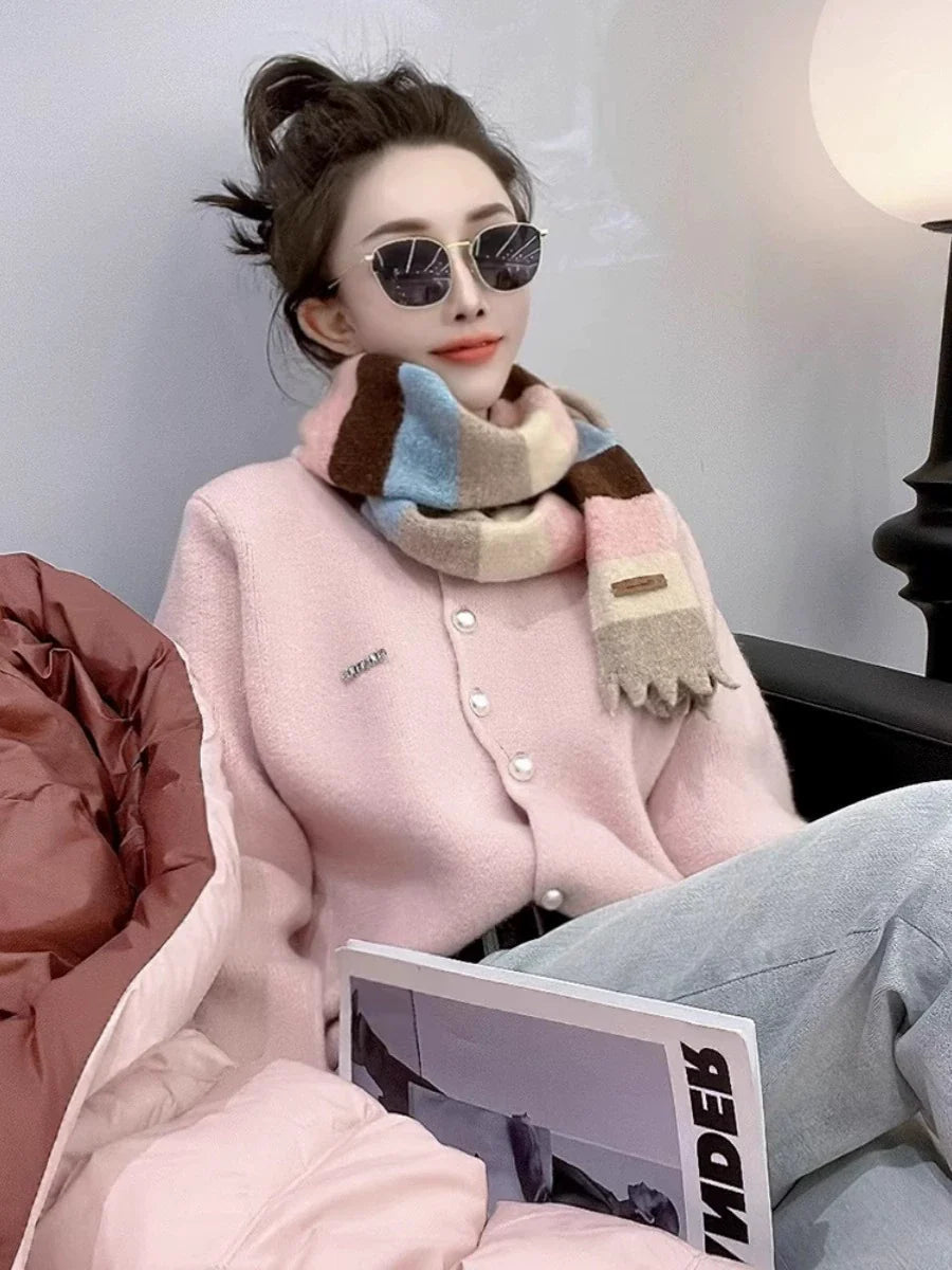 Women’s Knitted Cardigan with Pearl Button Detail