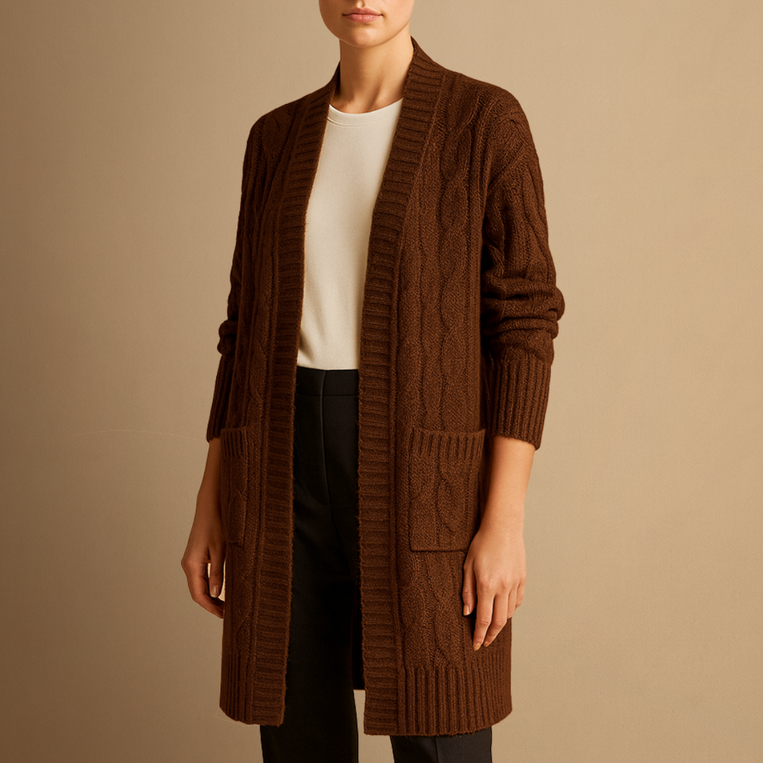 Elise | Cable Knit Long Cardigan 0