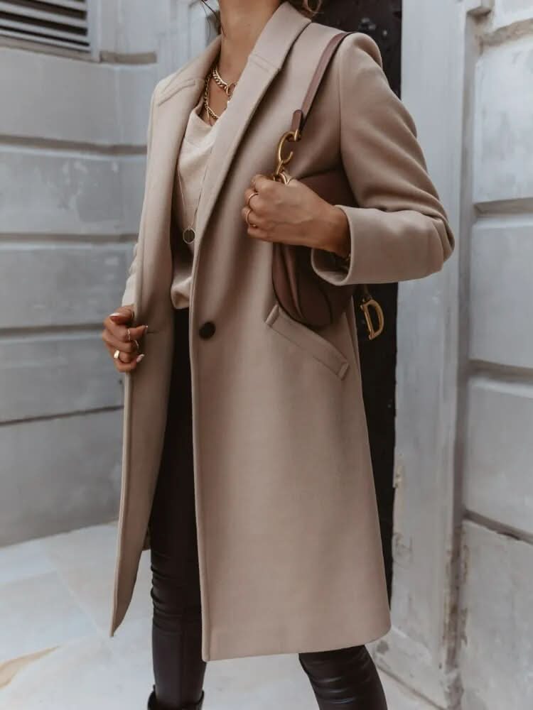 Women’s Long Coat with Defined Collar