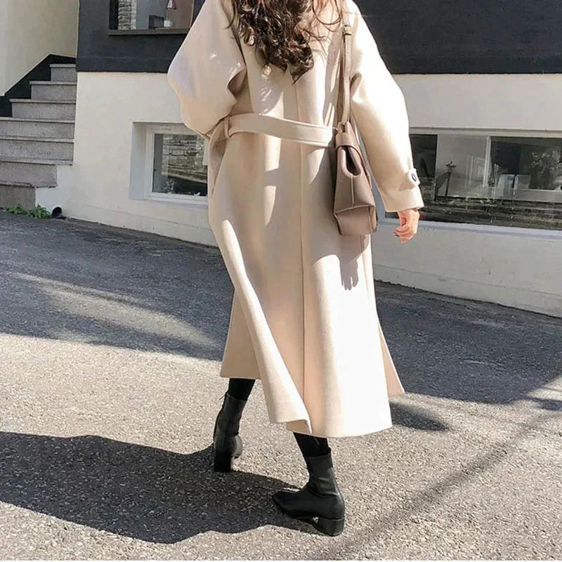 Women’s Long Coat with Flowing Hemline
