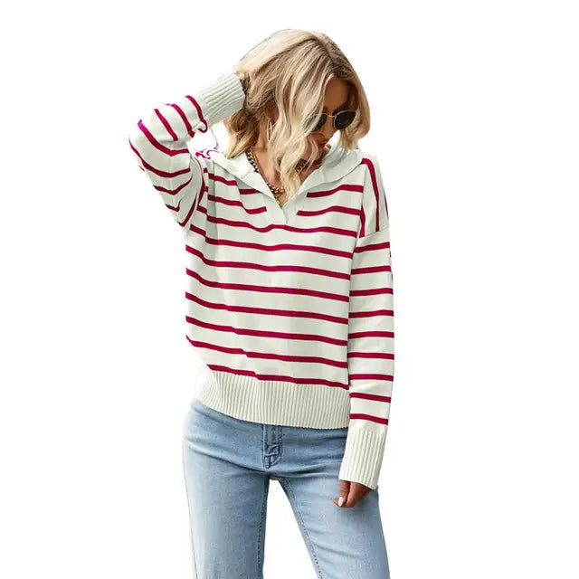 Women's Long-Sleeved Polo Sweater